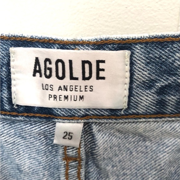 Agolde Cut Off Jean Shorts Denim Distressed Medium Wash Casual Normcore Sz 25 - Picture 3 of 6